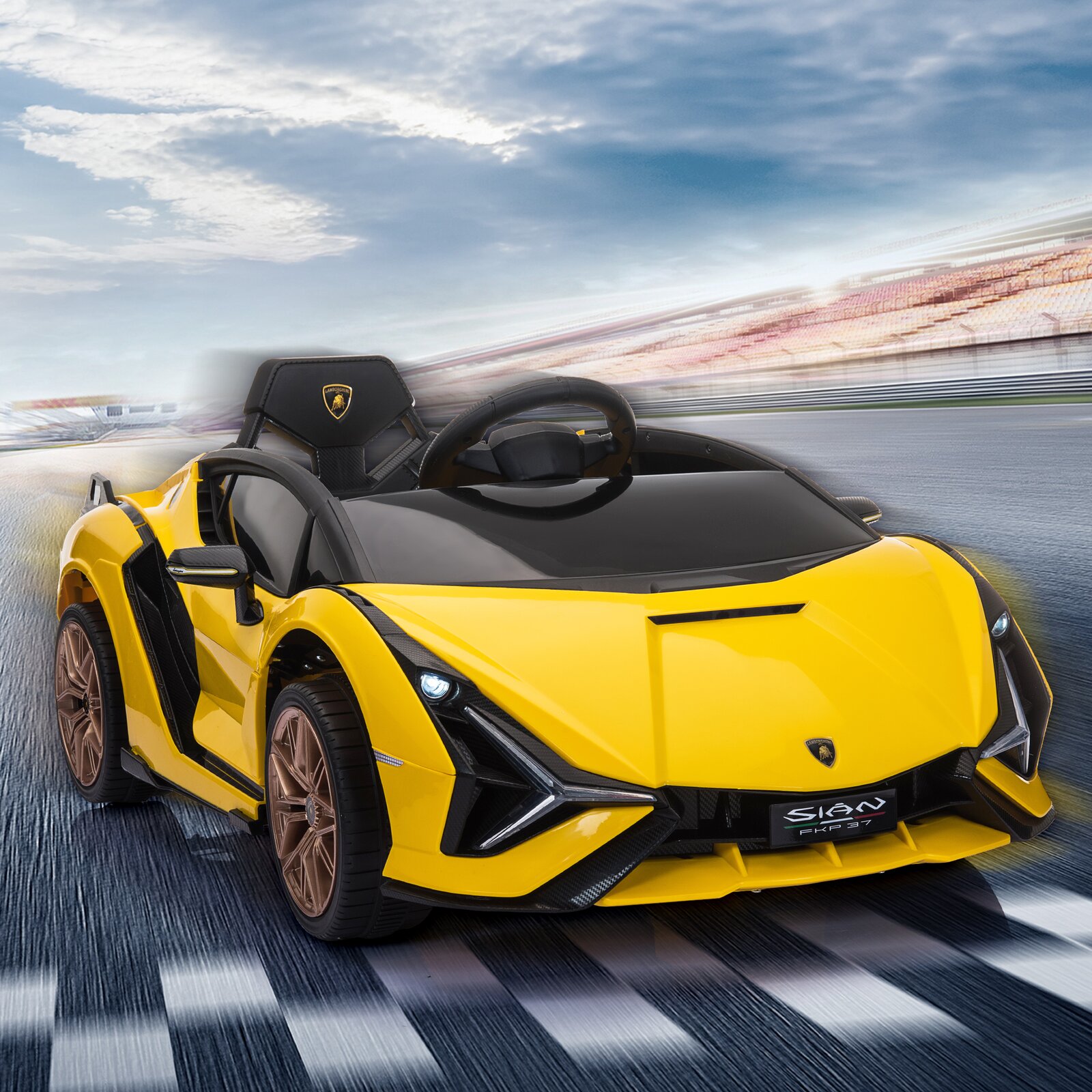 【Baby&Kids】Lamborghini Sian Ride On Car 12V Kids Electric Motorized Vehicle With Led Lights, Remote Control & Scissor Doors