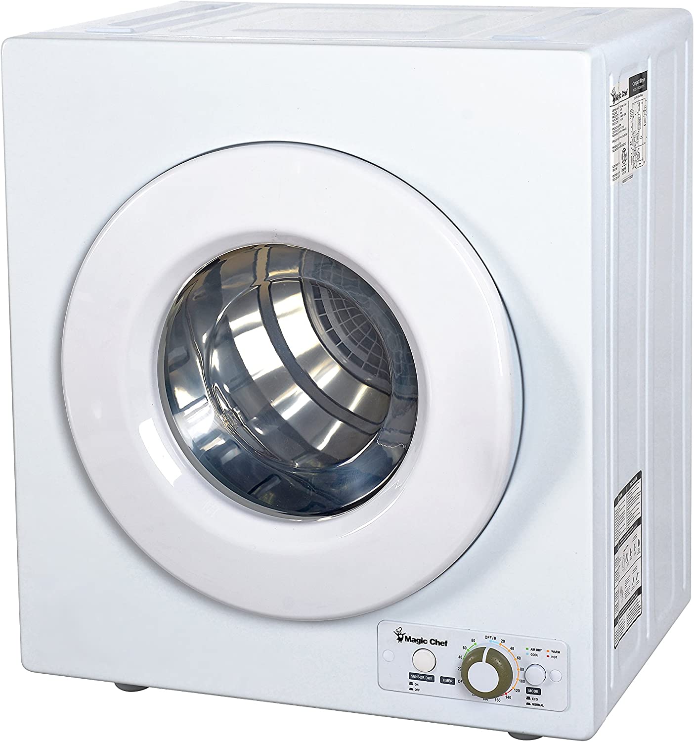Magic Chef MCPMCSCDRY1S MCSDRY1S 2.6 cu. ft. Laundry Dryer, White & BLACK+DECKER Small Portable Washer, Washing Machine for Household Use, Portable Washer 0.9 Cu. Ft. with 5 Cycles, Transparent Lid