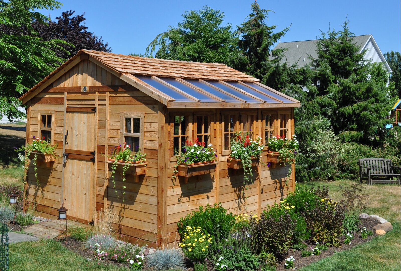 【Storage Shed】12x12 ft Cedar Wood Sunshed Garden Shed