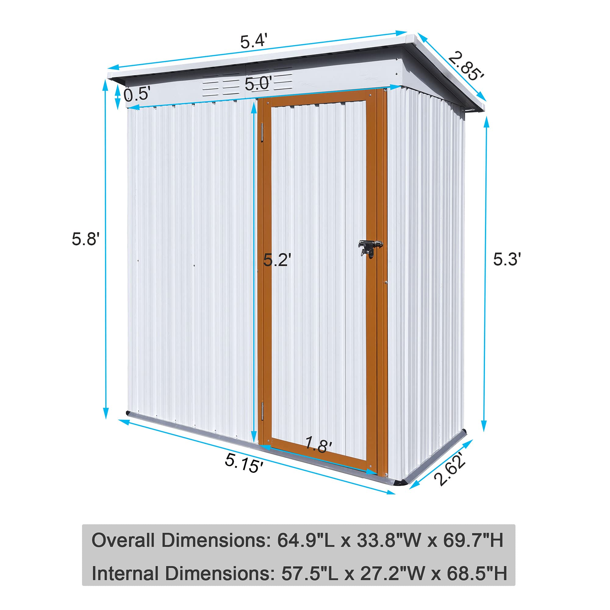 【Storage Shed】5 x 3 FT Outdoor Storage Sheds,Metal Sheds Outdoor Storage for Patio Lawn Backyard